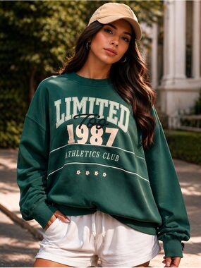 Limited Too Green 1987 Athletics Club Graphic Sweatshirt
